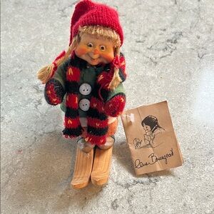 Bebe Norway vintage Red and Green Skiing Doll with Scarf